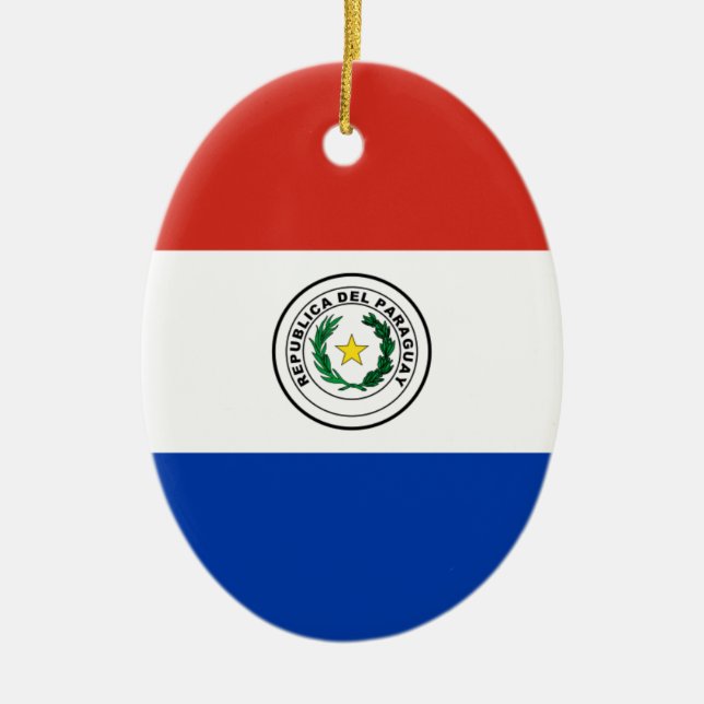 Adorno De Cerámica Bandera de Paraguay - Bandera de Paraguay (Frente)
