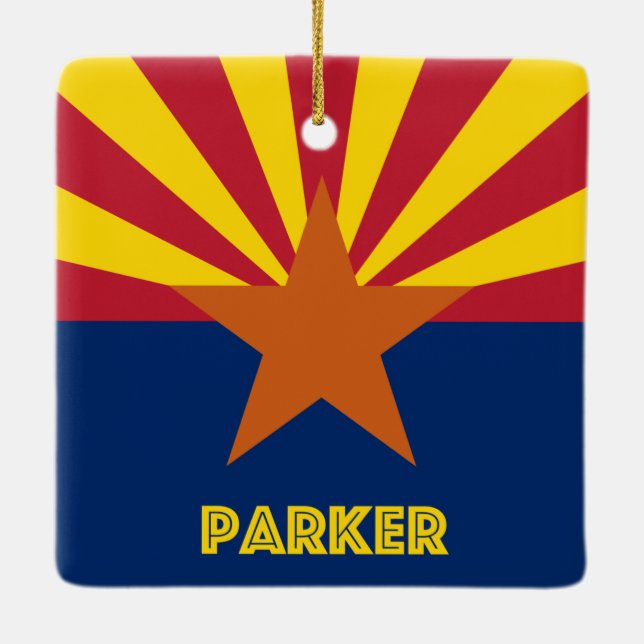Adorno De Cerámica Bandera de Parker AZ (Reverso)