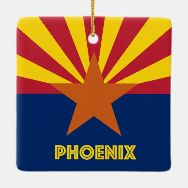 Adorno De Cerámica Bandera de Phoenix AZ (Reverso)