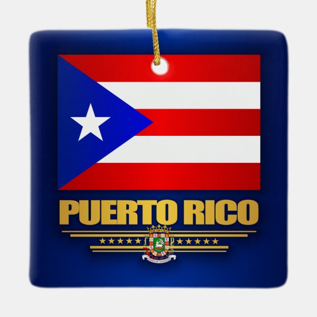 Adorno De Cerámica Bandera de Puerto Rico (Anverso)