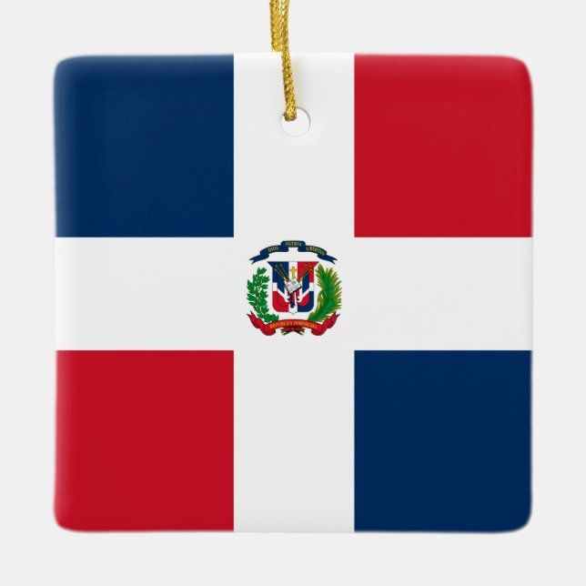 Adorno De Cerámica Bandera de República Dominicana (Anverso)