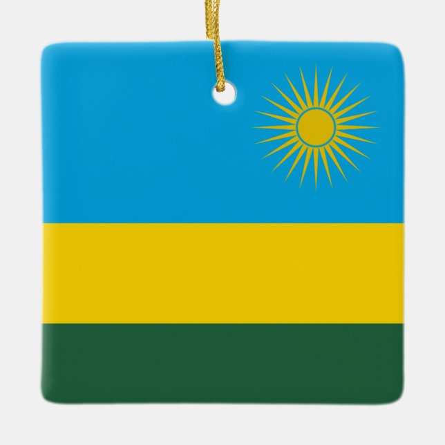 Adorno De Cerámica Bandera de Ruanda (Anverso)