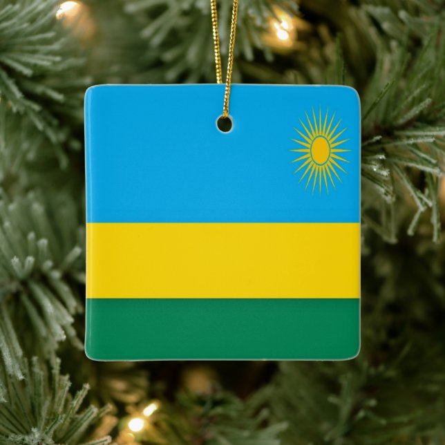 Adorno De Cerámica Bandera de RWANDA zRW001, África, (Árbol)