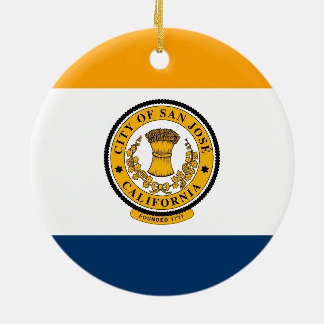 Adorno De Cerámica Bandera de San José (California) (Atrás)