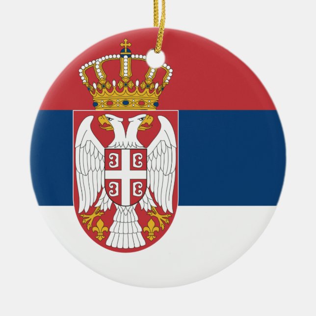 Adorno De Cerámica Bandera de Serbia (Frente)