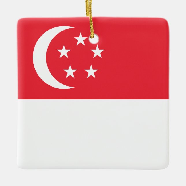 Adorno De Cerámica Bandera de Singapur (Anverso)