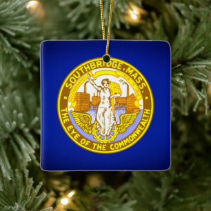 Adorno De Cerámica Bandera de Southbridge, Massachusetts