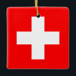 Adorno De Cerámica Bandera de Suiza (Suiza)<br><div class="desc">Productos de bandera mundial de personalizable - Por favor,  no dude en añadir su propio texto.</div>