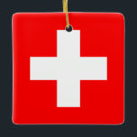 Adorno De Cerámica Bandera de Suiza (Suiza)<br><div class="desc">Productos de bandera mundial de personalizable - Por favor,  no dude en añadir su propio texto.</div>