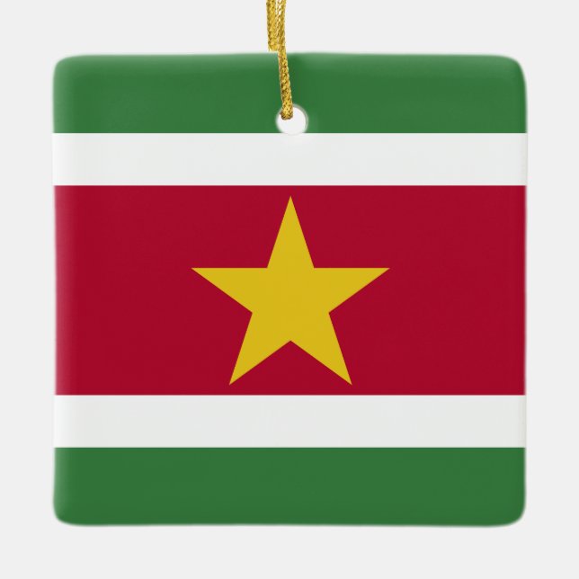 Adorno De Cerámica Bandera de Surinam (Anverso)
