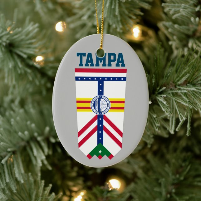 Adorno De Cerámica Bandera de Tampa, Florida (Árbol)