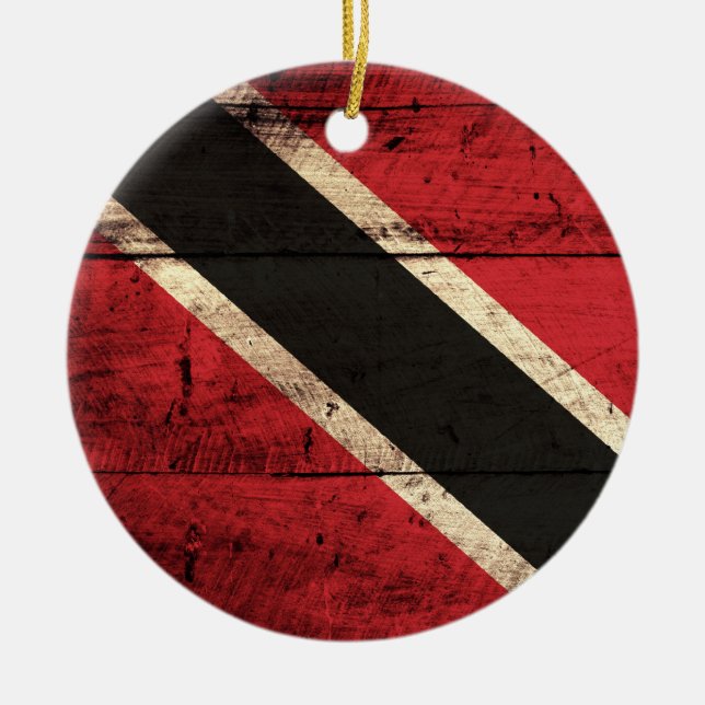 Adorno De Cerámica Bandera de Trinidad y Tobago de madera (Frente)