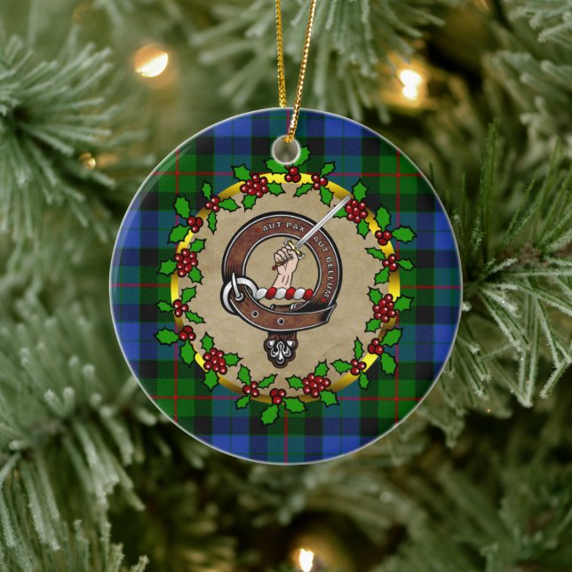 Adorno De Cerámica Bandera de un clan Gunn y navidades personalizadas (Árbol)