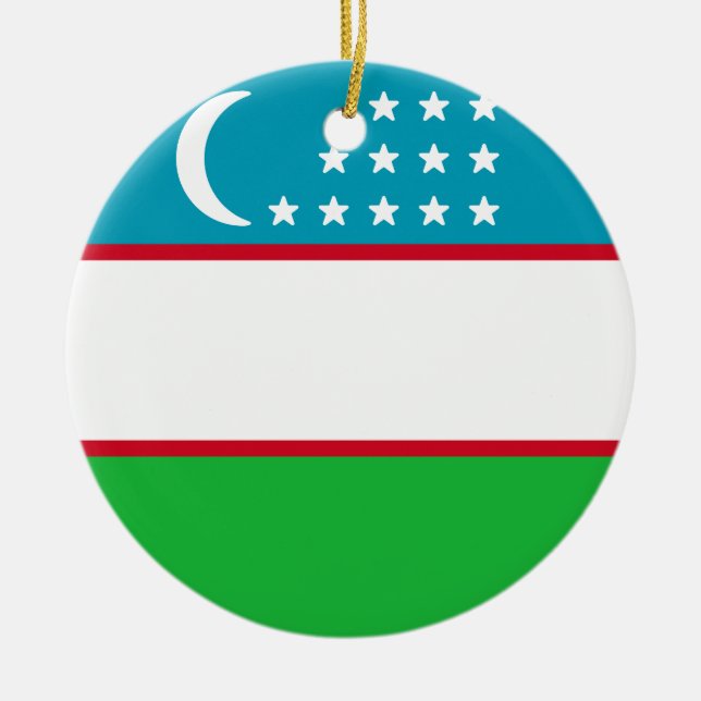 Adorno De Cerámica Bandera de Uzbekistán (Frente)