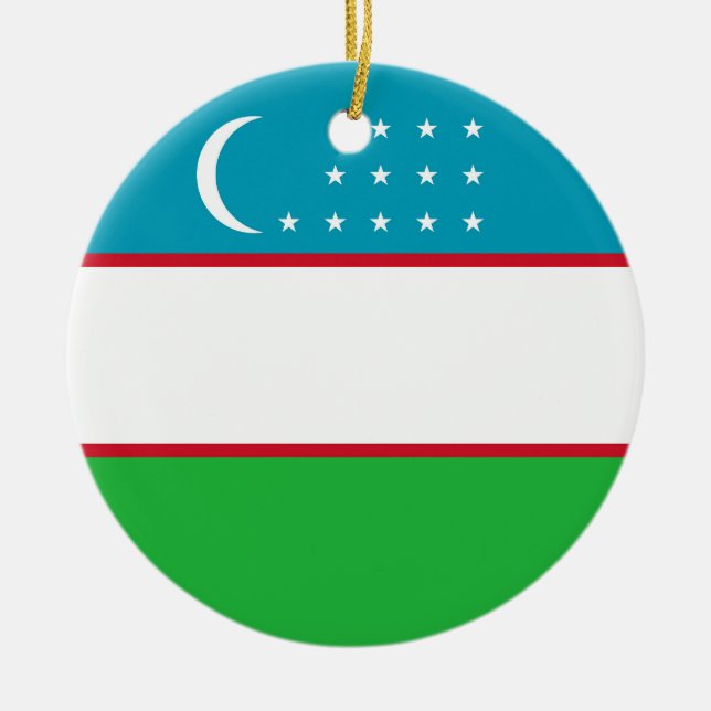 Adorno De Cerámica Bandera de Uzbekistán (Frente)