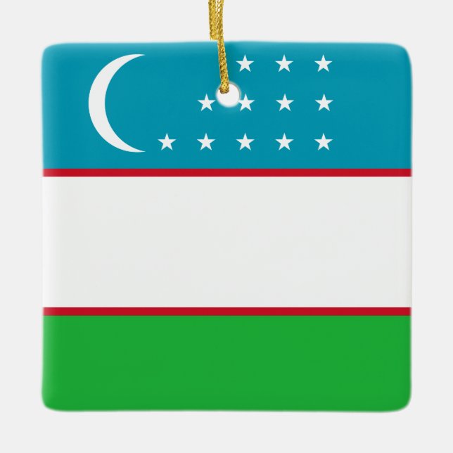 Adorno De Cerámica Bandera de Uzbekistán (Anverso)