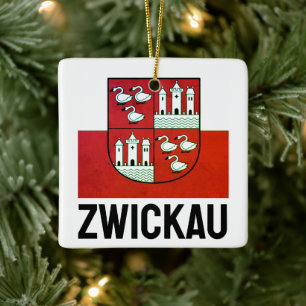 Adorno De Cerámica Bandera de Zwickau, Alemania