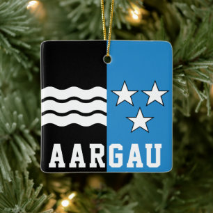 Adorno De Cerámica Bandera del Cantón de Aargau