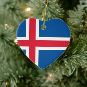 Adorno De Cerámica Bandera del Corazón de Islandia