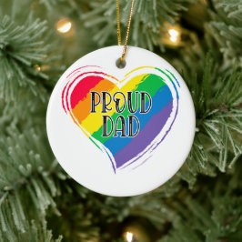Adorno De Cerámica Bandera del Corazón del Arcoiris Orgulloso Papá Or