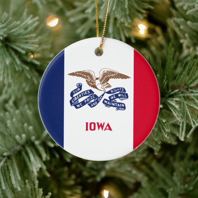 Adorno De Cerámica Bandera del Estado de Iowa (Árbol)