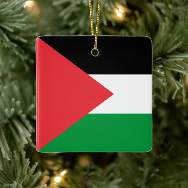 Adorno De Cerámica Bandera del estado de Palestina (Árbol)