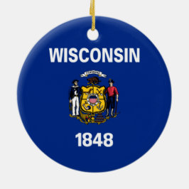 Adorno De Cerámica Bandera del Estado de Wisconsin