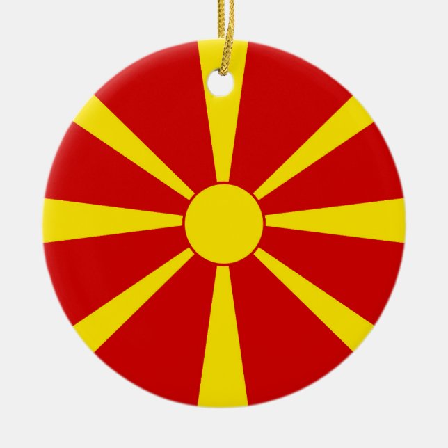 Adorno De Cerámica Bandera del Norte de Macedonia (Frente)