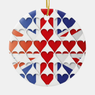 Adorno De Cerámica Bandera del Reino Unido de Gran Bretaña Corazones