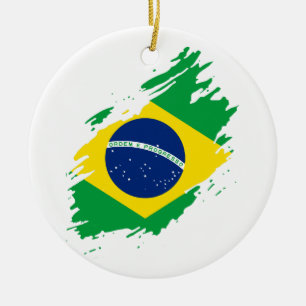 Adorno De Cerámica Bandera Desgarrada Brasil Orgullo Nacional Aficion