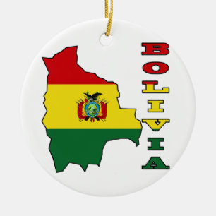Adorno De Cerámica Bandera en el mapa de Bolivia