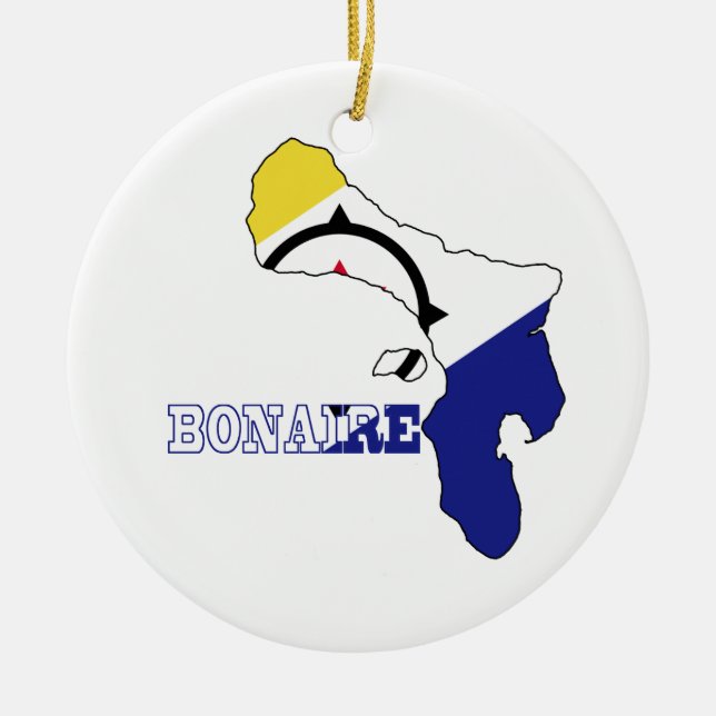 Adorno De Cerámica Bandera en el mapa de Bonaire (Frente)