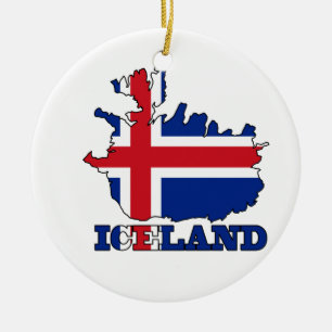 Adorno De Cerámica Bandera en el mapa de Islandia