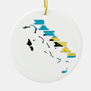 Adorno De Cerámica Bandera en el mapa de las Bahamas
