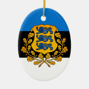 Adorno De Cerámica Bandera/ escudo de armas de Estonia
