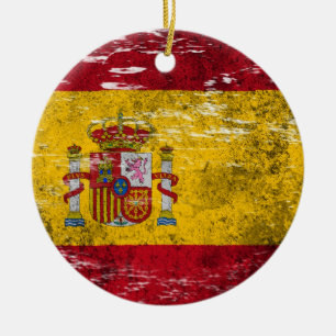 Adorno De Cerámica Bandera española rascada y llevada
