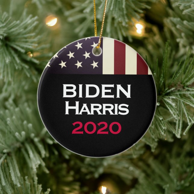 Adorno De Cerámica Bandera estadounidense BIDEN HARRIS 2020 (Árbol)