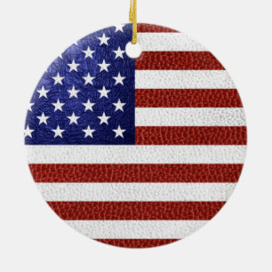 Adorno De Cerámica Bandera estadounidense de cuero azul rojo falso