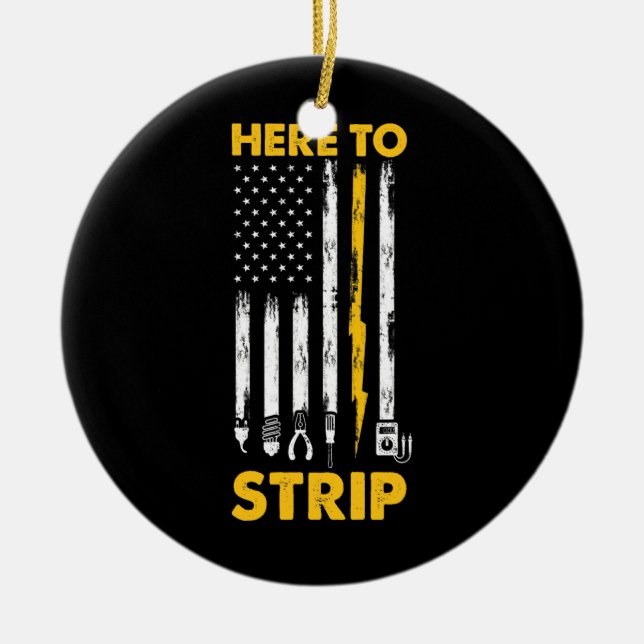 Adorno De Cerámica Bandera estadounidense de hombres eléctricos para  (Frente)