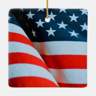 Adorno De Cerámica Bandera estadounidense de los Estados Unidos Blanc