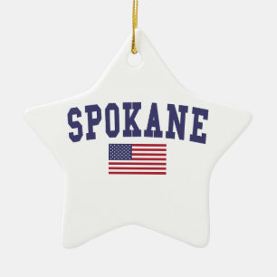 Adorno De Cerámica Bandera estadounidense de Spokane