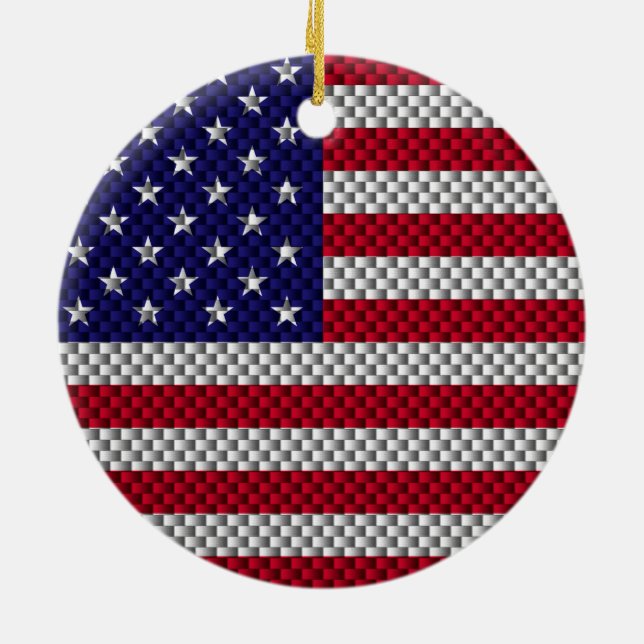 Adorno De Cerámica Bandera estadounidense en la impresión de decorado (Atrás)