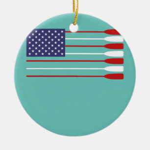 Adorno De Cerámica Bandera estadounidense Guay Rowing Oar Funny Paddl