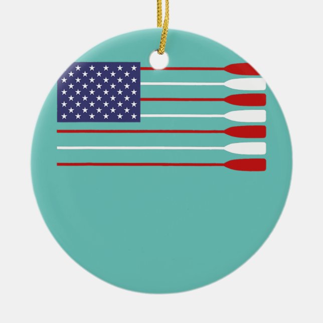 Adorno De Cerámica Bandera estadounidense Guay Rowing Oar Funny Paddl (Frente)