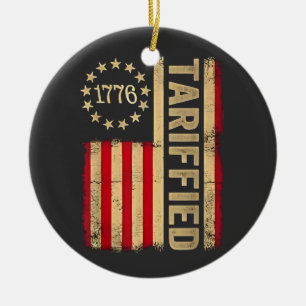 Adorno De Cerámica Bandera estadounidense Tarrifs Americanos 1776