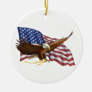 Adorno De Cerámica Bandera estadounidense y águila