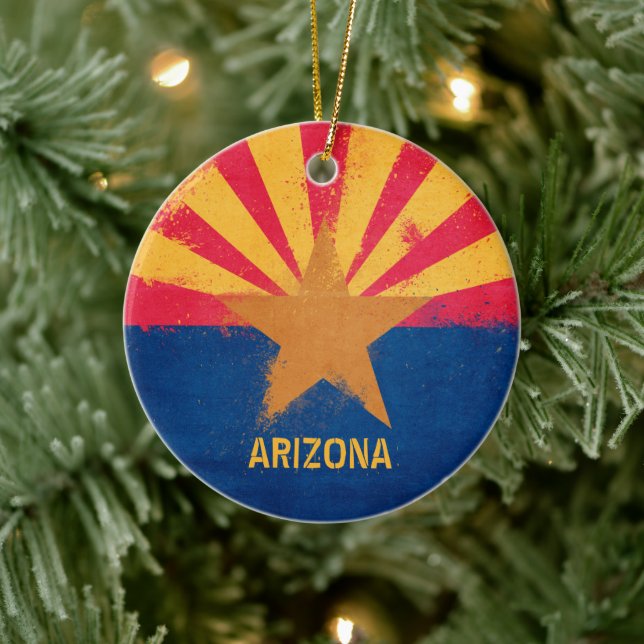 Adorno De Cerámica Bandera estatal de Arizona en peligro (Árbol)