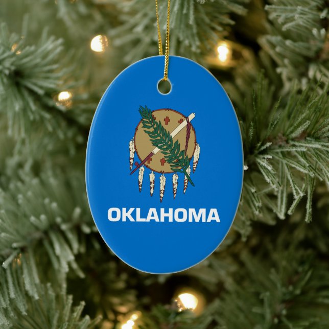 Adorno De Cerámica Bandera estatal de Oklahoma (Árbol)