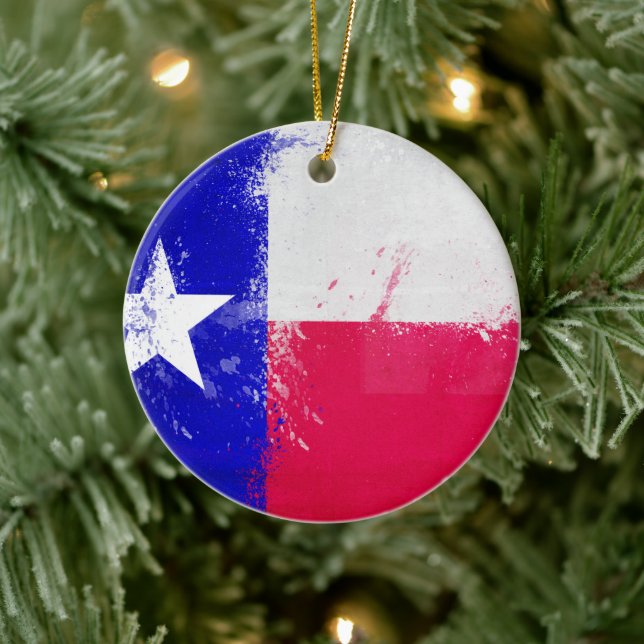 Adorno De Cerámica Bandera Estatal de Texas con problemas (Árbol)