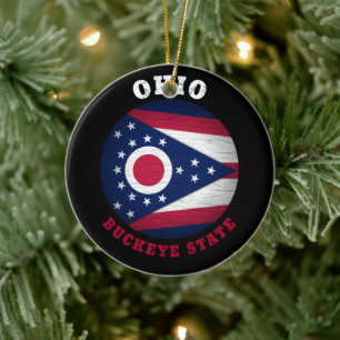 ADORNO DE CERÁMICA BANDERA ESTATAL OHIO BUCKEYE
